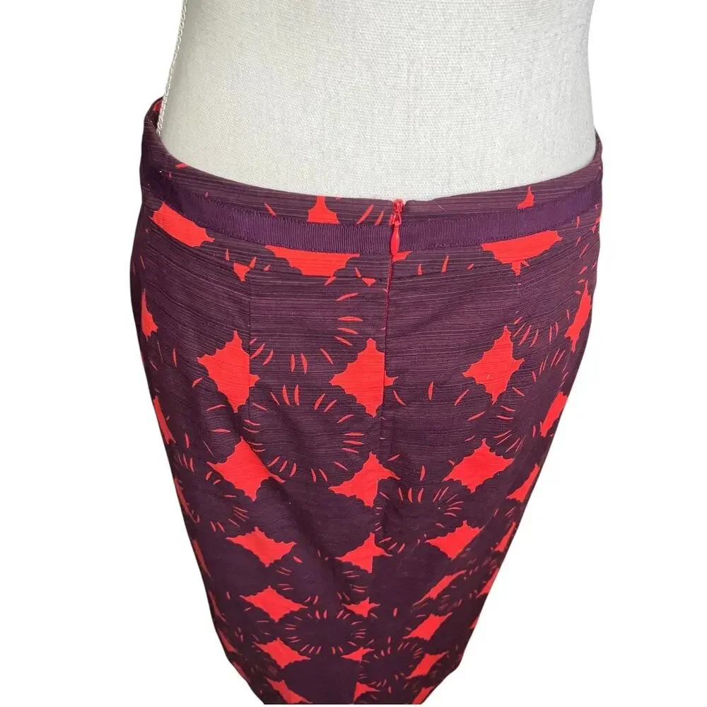 BODEN Red & wine Geometric flower Pencil Skirt professional preppy size 8L